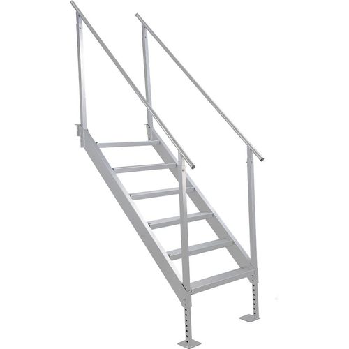 Garvee 6-Step Removable Dock Ladder with Dual Handrails, Heavy-Duty Aluminum Boat Dock Stairs with Wide Non-Slip Steps, 8" Adjustable Height, 500 lb Capacity for Lake, Pool & Marine Dock