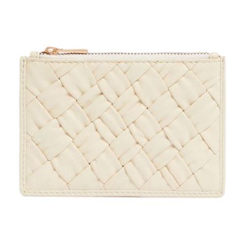 Woven leather coin purse