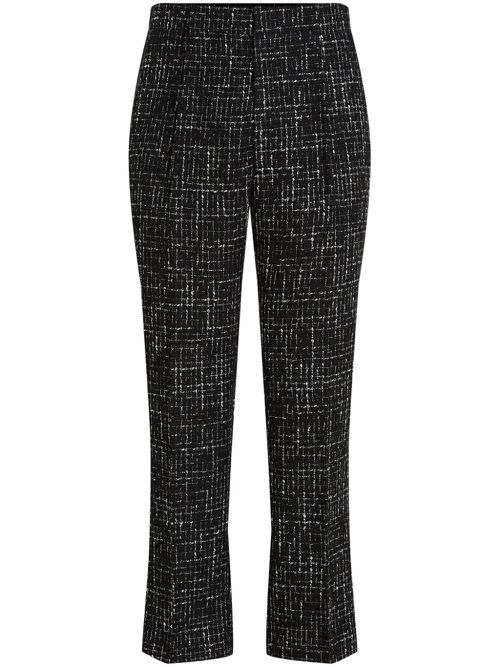Straight leg bouclé trousers - Black