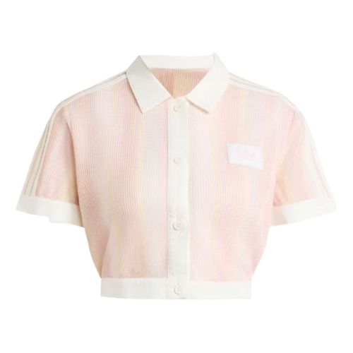 (WMNS) Summer Glow Striped Cropped Polo Asia Sizing 'Sandy Pink'