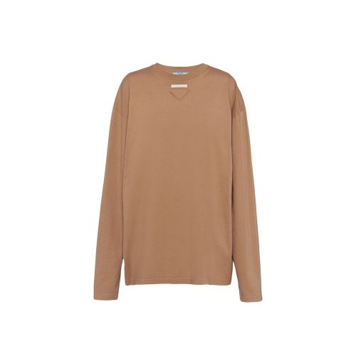 Cotton Crewneck T-Shirt — Brown