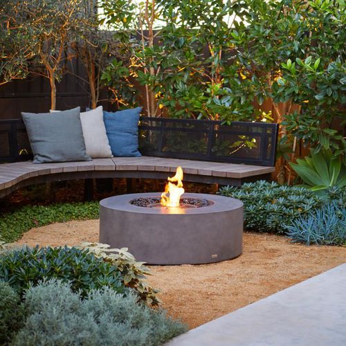 Ark 40 Bioethanol Fire Pit Table - Natural Grey - EcoSmart Fire - Bio Ethanol Outdoor Fire, Yes Cover / Yes Glass Fire Screen