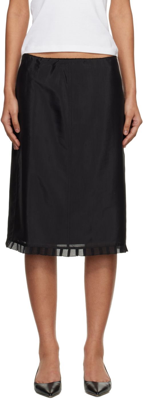 Black H-Line Laced Midi Skirt