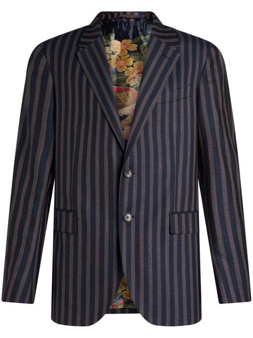 Striped wool blazer - Blue