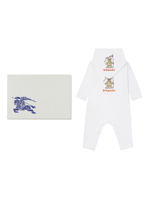 Thomas Bear Cotton two-piece babygrow set - White