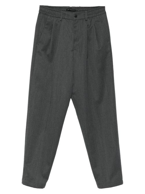 Pantaloni Special-fit in Drill di Lana Vergine Con Doppia Pince E Banda Elasticizzata in Vita