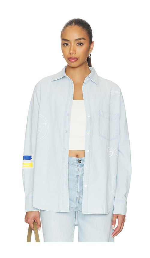 DANNIJOPRO The Doodle Sports Oxford Top in Blue. S. Also in XS