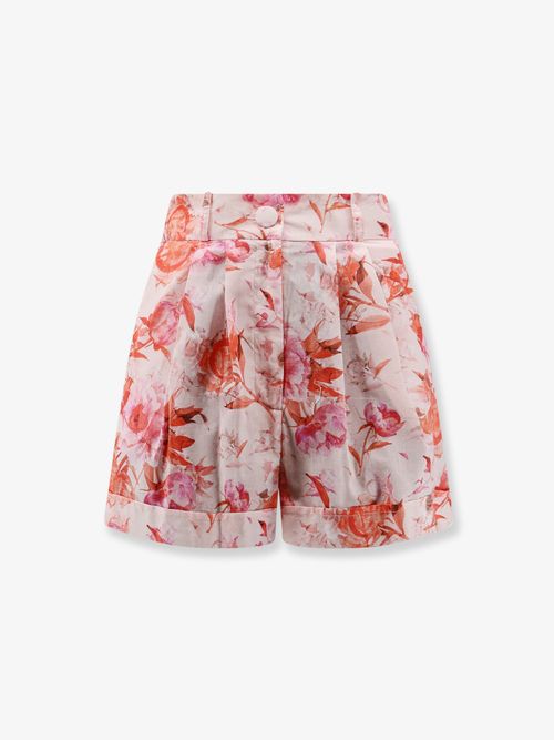Floral-Printed Cotton Shorts — Pink