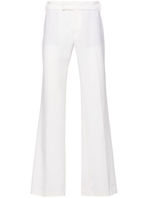 Flared virgin wool trousers - White