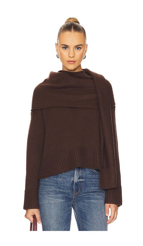 SIMKHAI Elson Scarf Sweater in Chocolate.  XS. Also in L