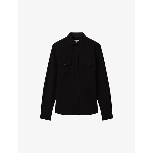 Mens Black Ragan Slim-fit Long-sleeve Cotton-jersey Shirt XL