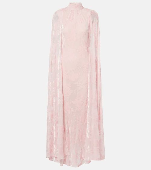 Caped velvet devoré gown