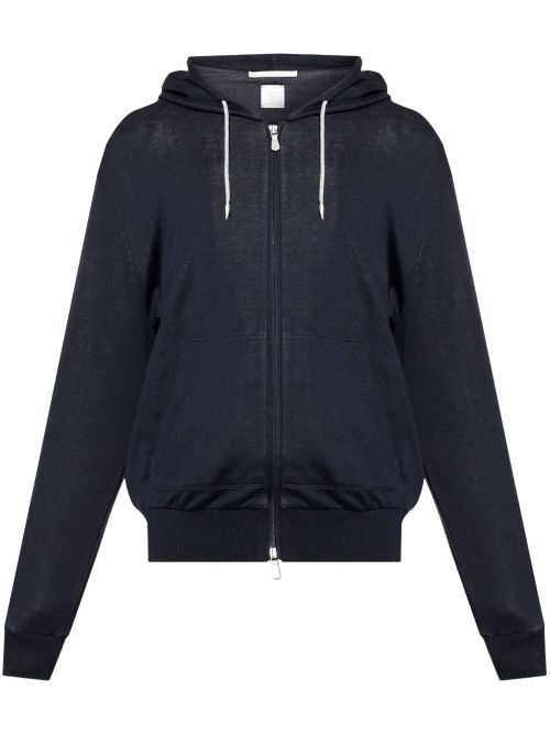Silk-Blend Jersey Hoodie — Navy