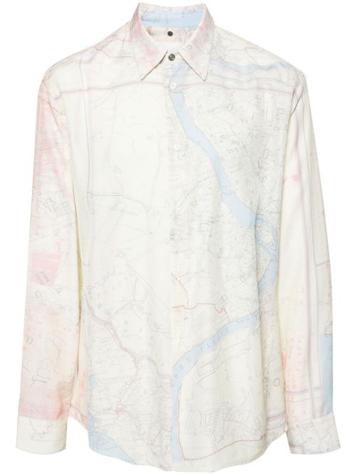 Map-print shirt - Neutrals