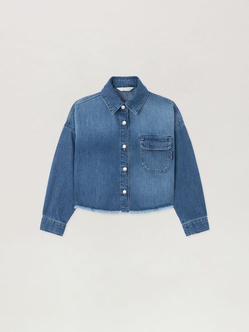 Chambray Overshirt Raw Edge Kids  Celeste/light Blue