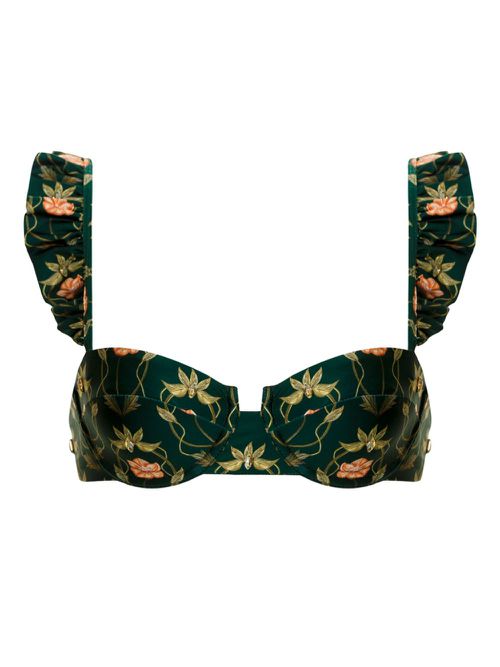 Kiwi Esotérico floral-print bikini top - Green