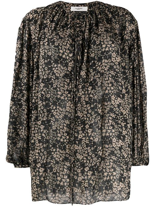 Liliana oversized floral-print blouse - Black