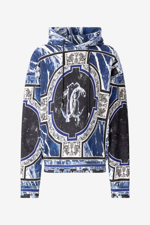 Sweatshirt With Marble Print And Embellishments