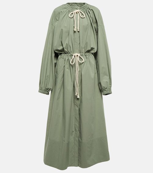 Drawstring poplin maxi dress