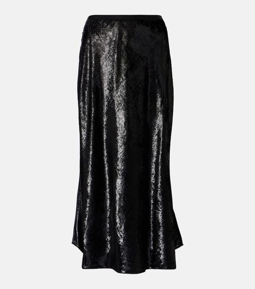 Lamé satin midi skirt