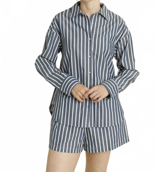 Palmer Button Down Shirt And Short Set In Navy