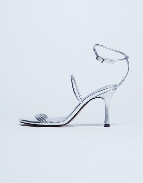 Abbie strappy mid heel sandal in silver