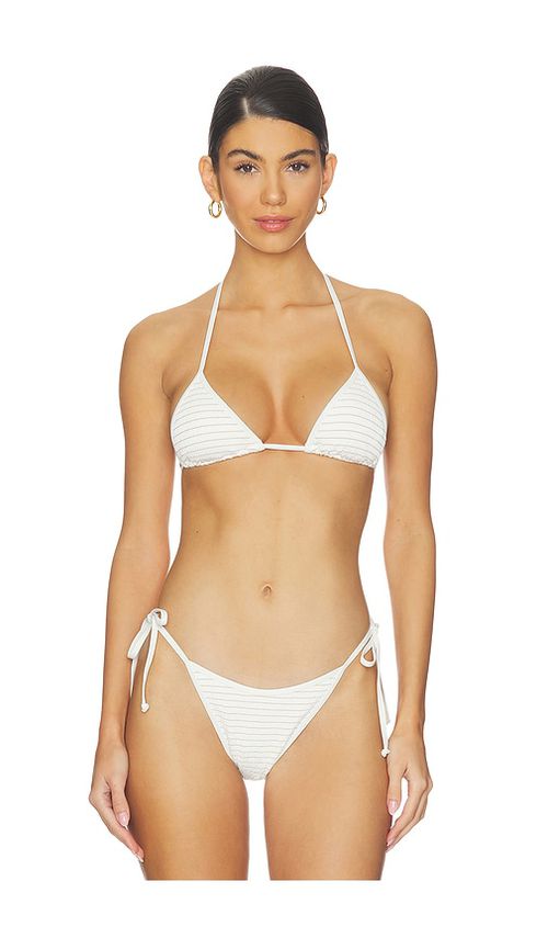 LSPACE Lurex Pucker Lotus Top in White,Metallic Gold. - S also in XS, M