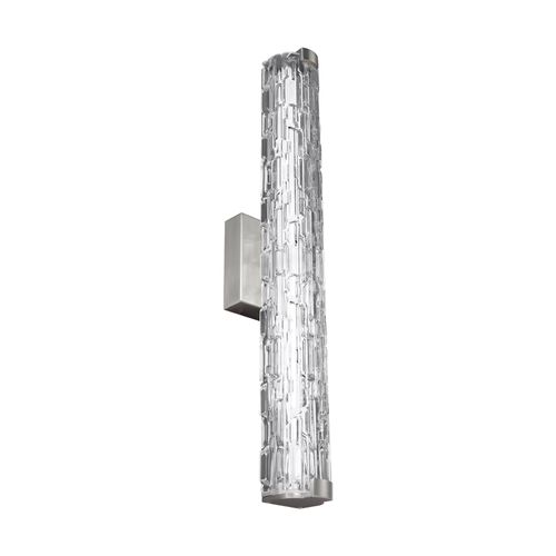 Visual Comfort Studio Cutler LED Bathroom Vanity Light in Satin Nickel with Staggered Rock Gla
