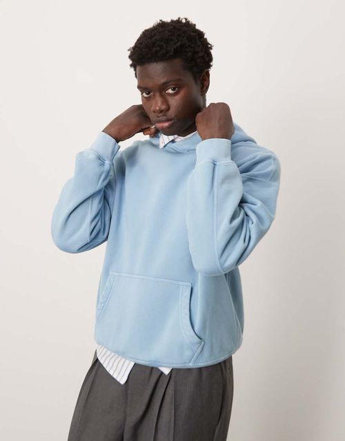 Abercrombie & Fitch essentials hoodie in acid wash blue