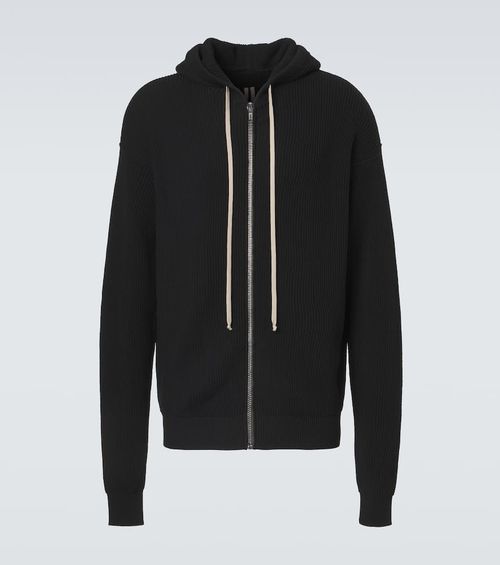 Ribbed-knit virgin wool hoodie
