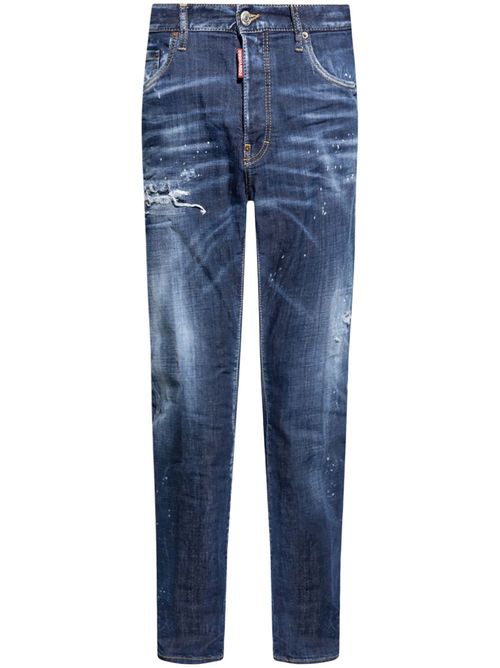 Distressed straight-leg jeans - Blue