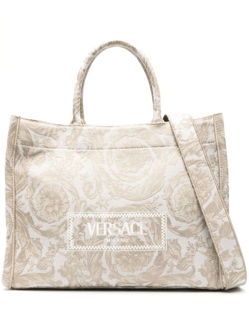 Large Barocco Athena jacquard tote bag - Brown