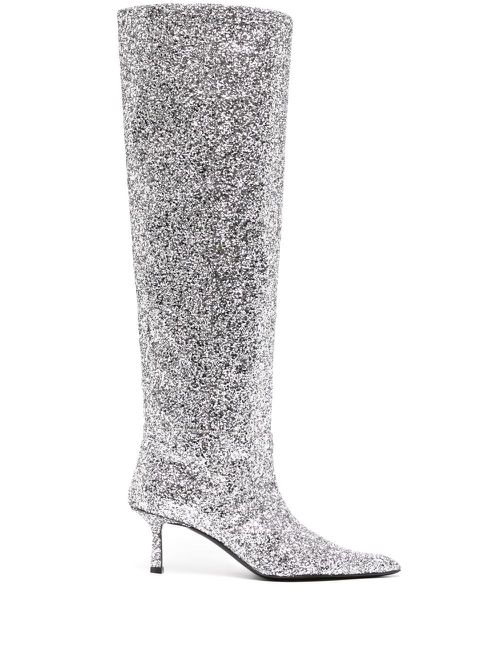 Viola 60mm glitter long boots - Silver