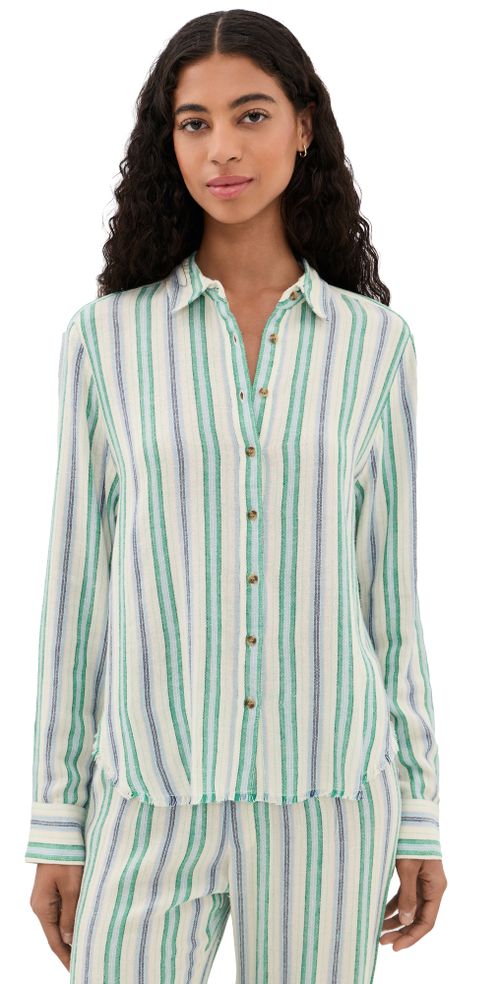 Bowie Shirt Blue Moss Stripe