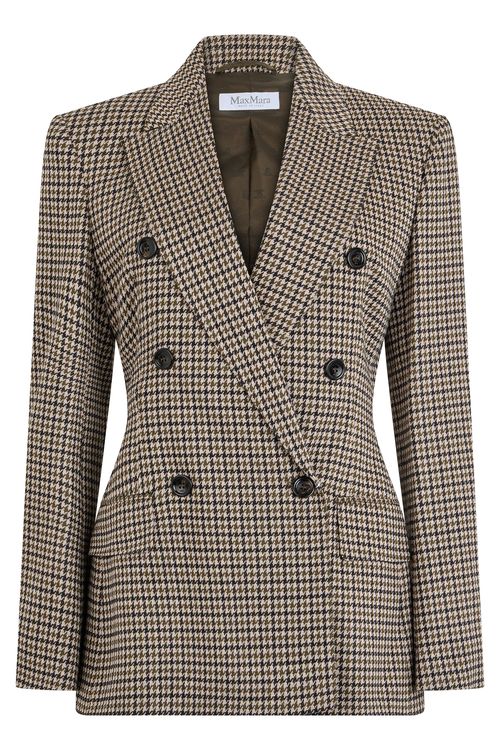Double-Breasted Pied de Poule Wool-Blend Blazer