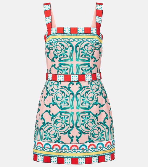 Printed cotton-blend minidress