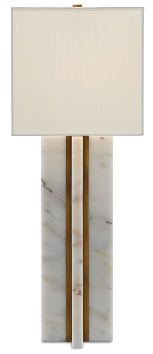 Marble Antique Brass One Light Table Lamp from the Khalil Collection