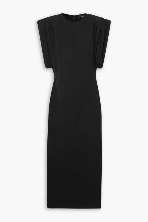 Ruched jersey midi dress - Black - XXS