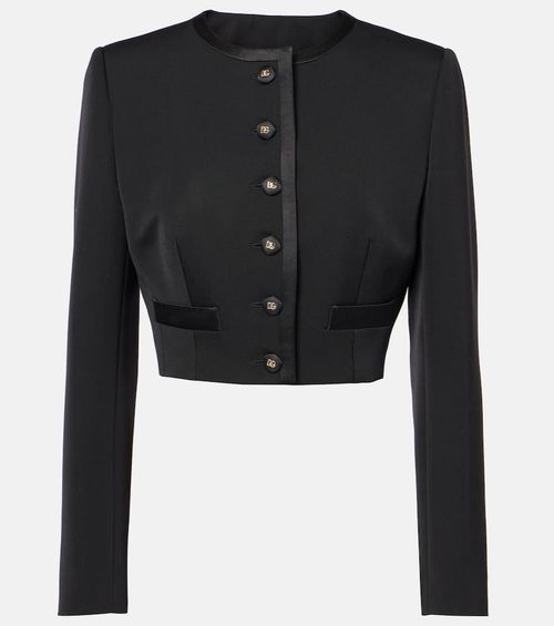 Cropped wool-blend jacket
