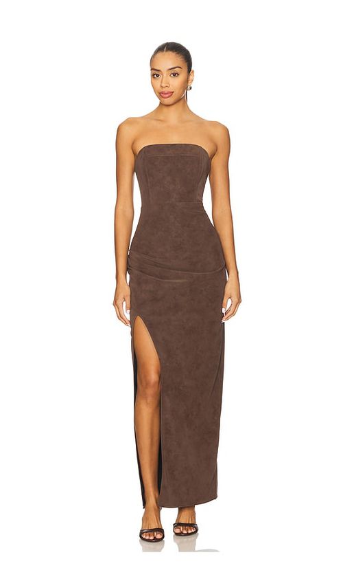 Line & Dot Alfie Maxi Dress in Chocolate. S also in L