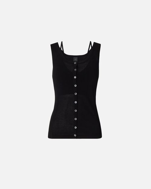 Knitted vest top with mother-of-pearl buttons - L