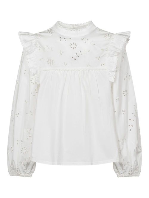 Taddeo ruffled floral embroidery blouse - White