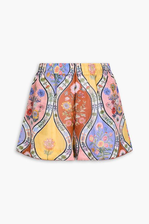 Floral-print ramie shorts - Multicolor - UK 12