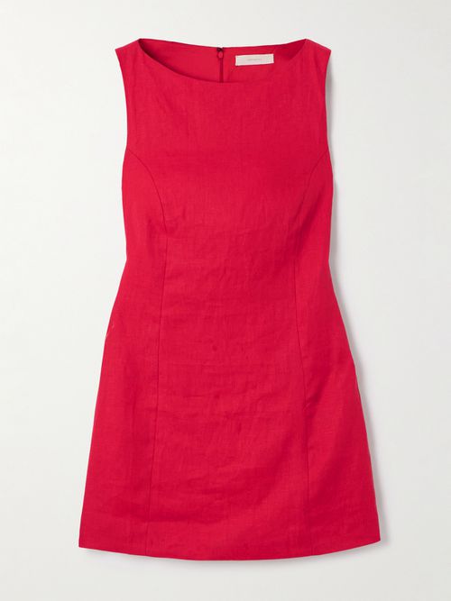 Lydie Linen Mini Dress - Red