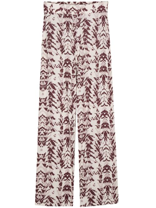 Abstract-print straight trousers - Neutrals