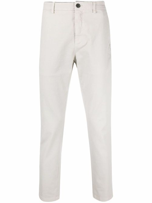 Straight-leg cotton-blend trousers - Neutrals