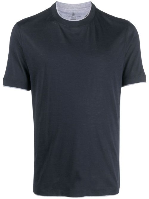 Cotton-silk short sleeve T-shirt - Blue