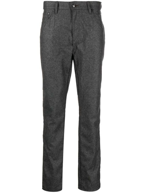 Flannel logo-patch straight-leg trousers - Grey