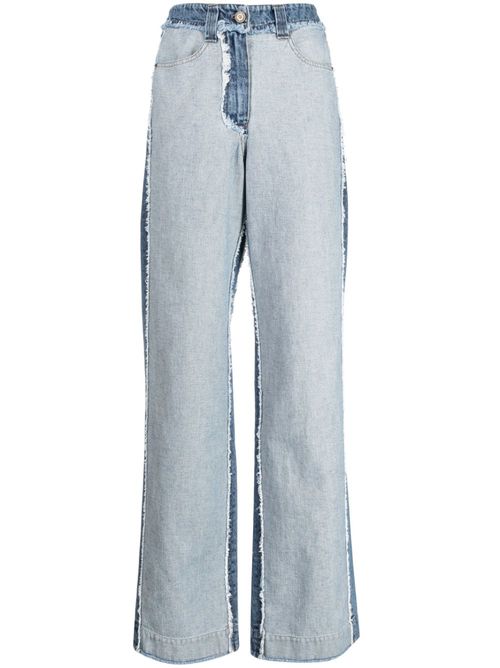 Cora panelled wide-leg jeans - Blue