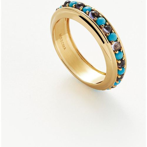 Hot Rox Gemstone Stacking Ring | Gold Plated/Turquoise & Iolite